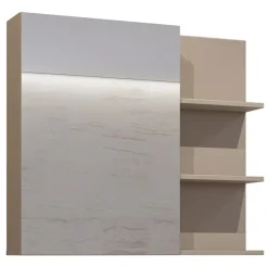 Armadietto bagno con specchio 78x71h cm 1 anta 3 mensole tortora Linda