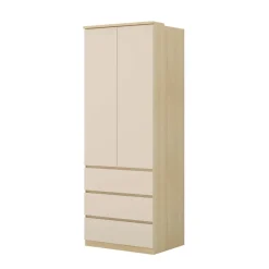 Armadio angolare 235x215h cm 8 ante 10 cassetti beige cashmere rovere Elvira