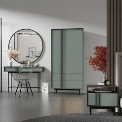 Armadio 93x195 cm 2 ante 2 cassetti antracide verde Essenzia