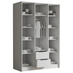 Armadio 150x216h cm 3 ante battenti 2 cassetti nero opaco Ampy