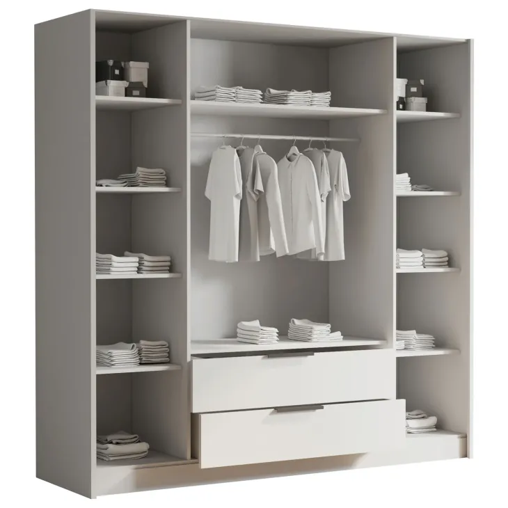 Armadio 200x216h cm 4 ante battenti 2 cassetti beige cashmere Ampy