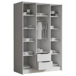 Armadio 150x216h cm 3 ante battenti con specchio 2 cassetti rovere Ampy