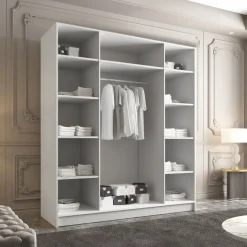 Armadio 200x215h cm 4 ante bianco lucido oro Glammy 4