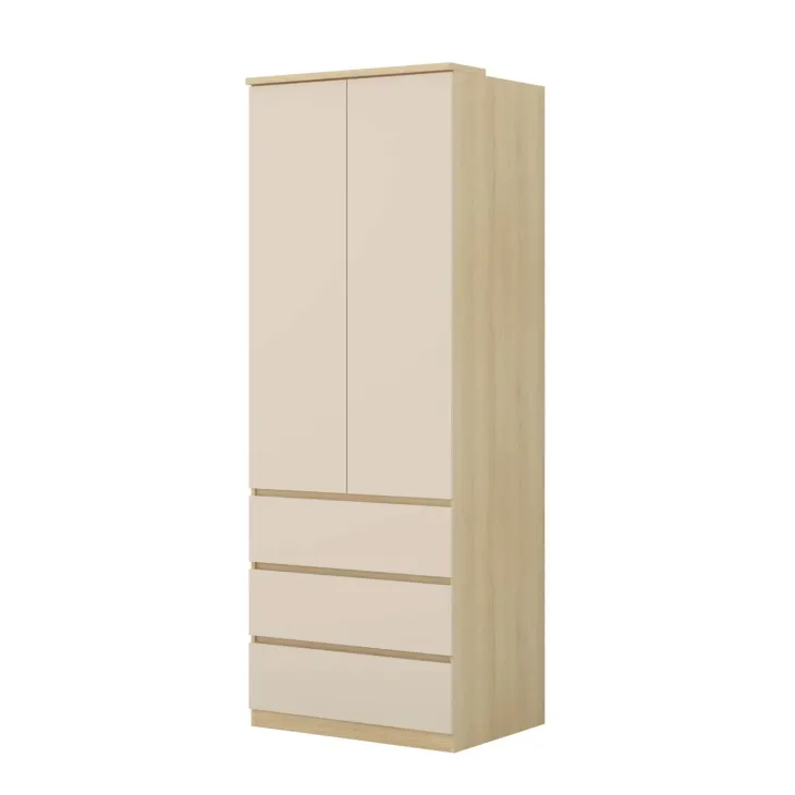 Armadio 80x215h cm 2 ante 3 cassetti beige cashmere rovere Elvira