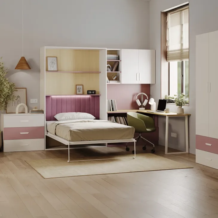 Armadio 80x200h cm 2 ante e 2 cassetti cashmere rosa Colorful
