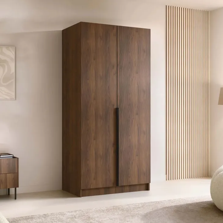 Armadio 100x215h cm 2 ante moderno rovere scuro nero Glammy