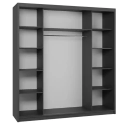 Armadio 200x215h cm 3 ante scorrevoli con specchio nero bianco opaco Silven