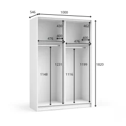 Armadio 100x182h cm 2 ante scorrevoli con specchio nero Medora