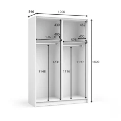 Armadio 120x182h cm 2 ante scorrevoli con specchio nero Medora