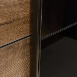 Armadio 200x210h cm 2 ante scorrevoli rovere scuro nero lucido Cortina Gihome®