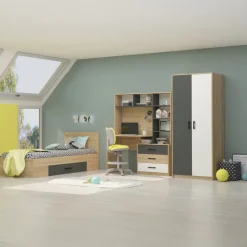 Armadio 80x190h cm cameretta rovere antracite bianco Chiaretto