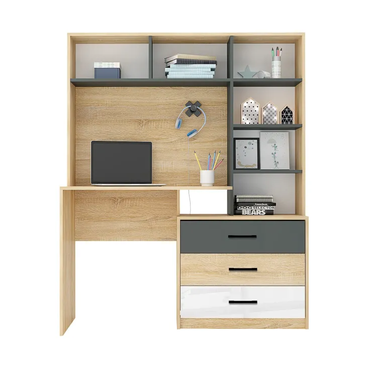 Armadio 210x190h cm con scrivania rovere antracite bianco Chiaretto