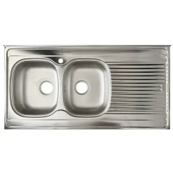 Base sottolavello 120x83h cm con doppio lavello e gocciolatoio a destra 3 ante bianco rovere olmo Talise