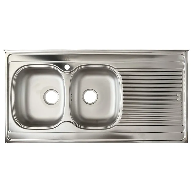 Base sottolavello 120x83h cm con doppio lavello e gocciolatoio a destra 3 ante bianco rovere olmo Talise