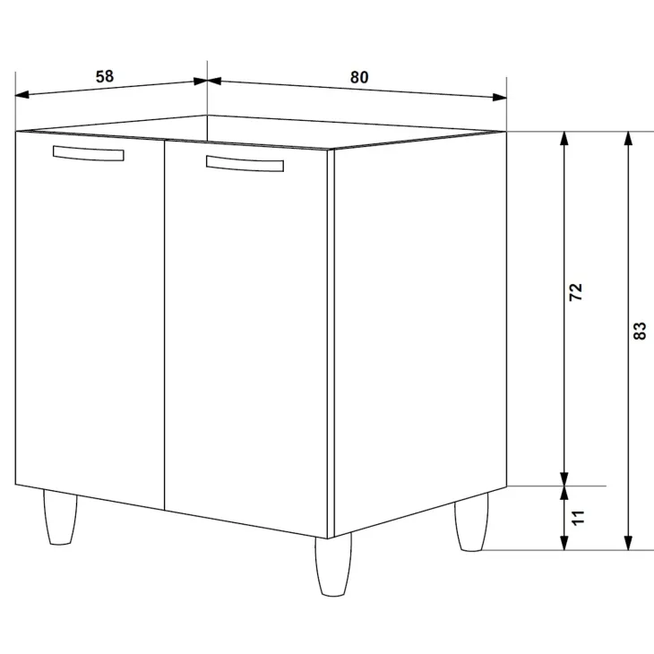 Base sottolavello 120x86h cm reversibile 3 ante bianco frassinato Talise
