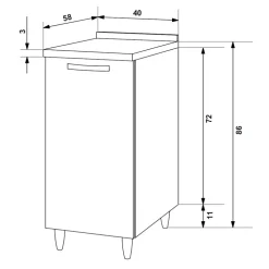 Base sottolavello 120x86h cm reversibile 3 ante rovere olmo Talise