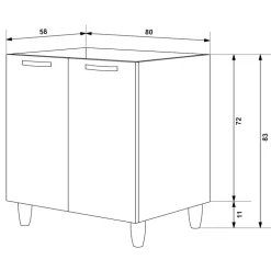 Base sottolavello 120x86h cm reversibile 3 ante rovere olmo Talise