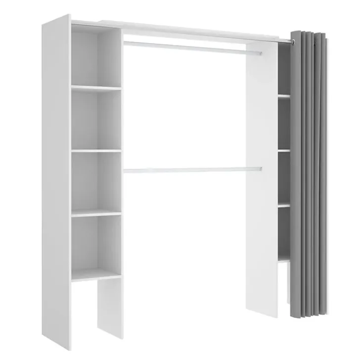 Cabina armadio 180x205h cm allungabile moderno aperto con tenda bianco Simpli