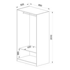 Cabina armadio 200x201h cm con appendiabiti bianco frassinato Dulcinea