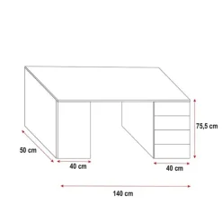 Cameretta bambini completa 324x86cm 2 letti singoli bianco Diego Gihome®