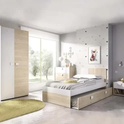Cameretta per bambini completa 2 letti singoli rovere bianco Cairo