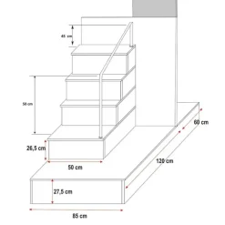 Cameretta 324x86cm completa 2 letti singoli bianco grigio Diego Gihome®
