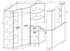 Cameretta 204x120cm completa sinistra 1 letto singolo rovere viola Dollie Gihome®