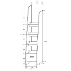 Cameretta 204x120cm sinistra completa 1 letto singolo rovere bianco Dollie Gihome®