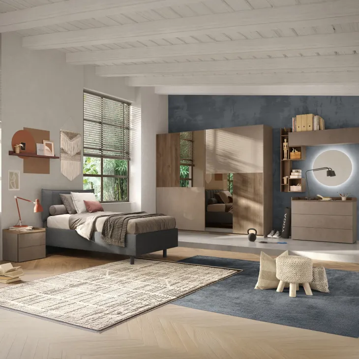 Cassettiera multifunzione 53x138h cm 6 cassetti marrone bronzo rovere scuro Brunny