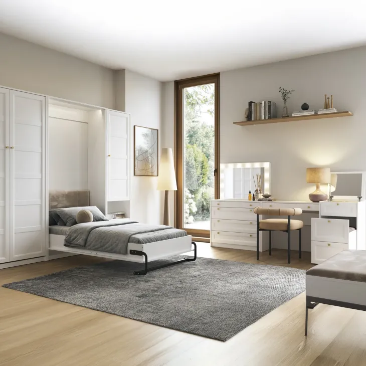 Cassettiera shabby 90x76h cm 4 cassetti bianco Shubo