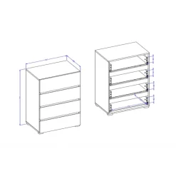 Cassettiera 60x79h cm 4 cassetti tortora Lolla