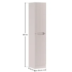 Colonna bagno lavanderia 35x180h cm con portabiancheria cannettato beige Cleany