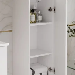 Colonna bagno sospesa 30x180h cm 2 ante bianco rovere Speranza