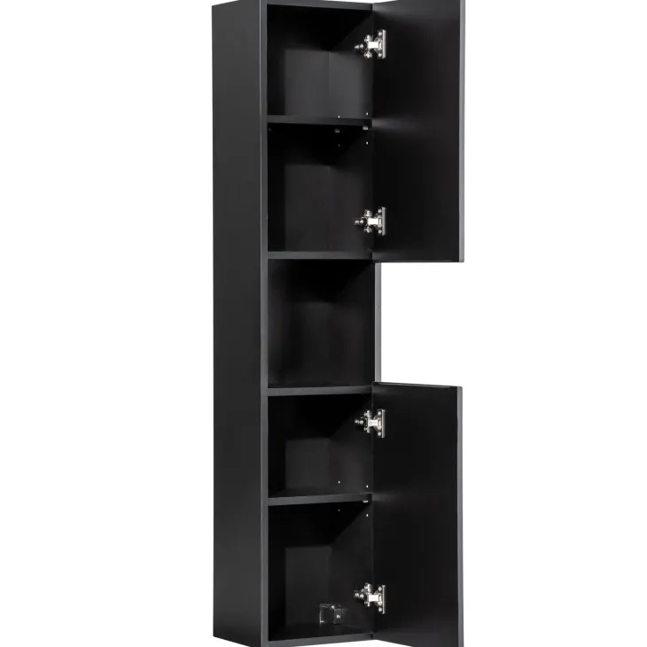 Colonna bagno sospesa 30x140h cm cannettato 2 ante nero Cleany