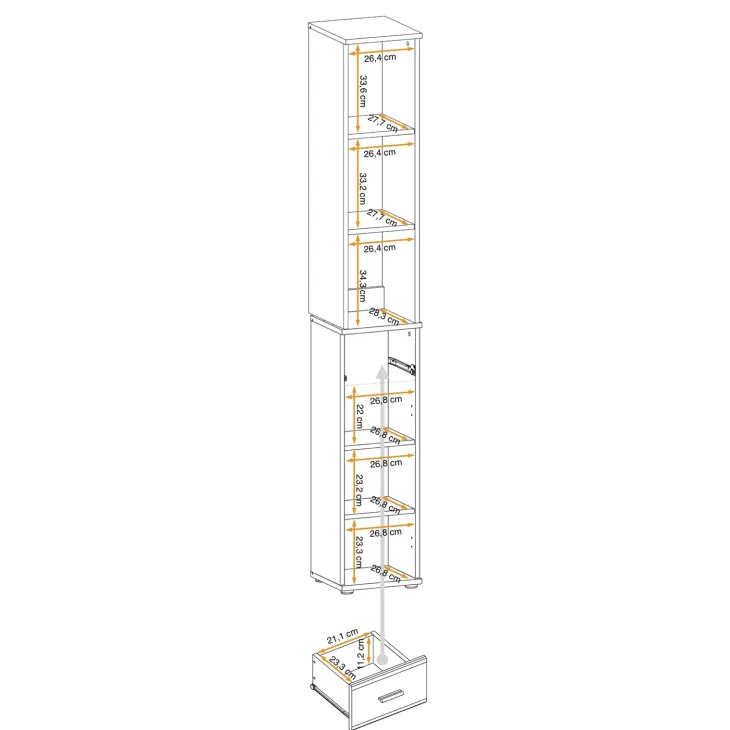 Colonna con libreria 30x203h cm rovere sonoma California Gihome®
