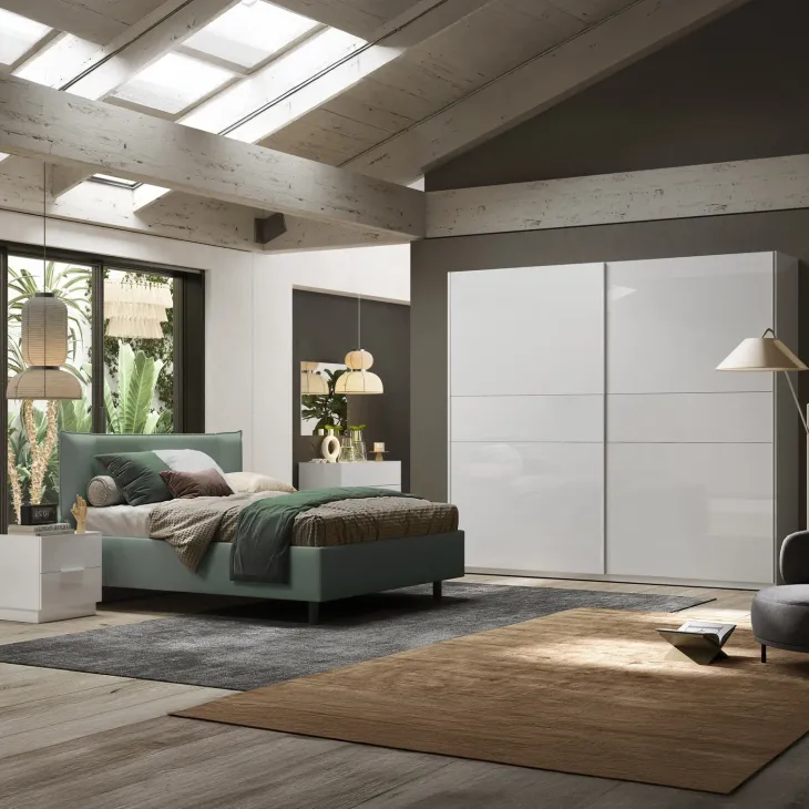 Comodino 50x52h cm 2 cassetti bianco lucido Silky