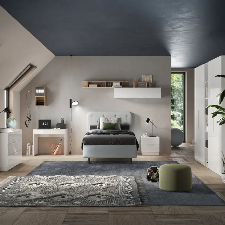 Comodino 50x52h cm 2 cassetti bianco lucido Silky