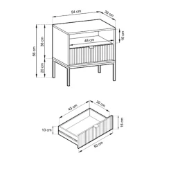 Comodino 54x56h cm 1 cassetto moderno beige Alisa