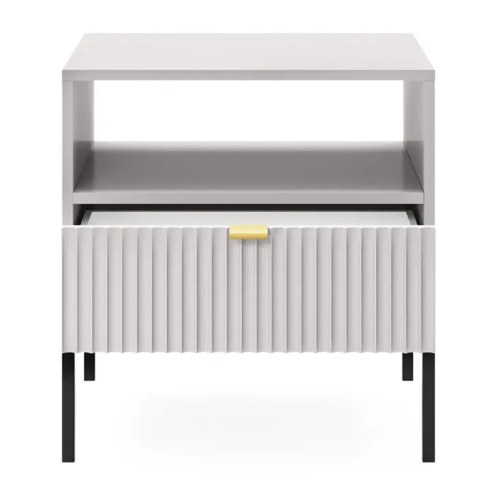 Comodino 54x56h cm 1 cassetto moderno grigio Alisa