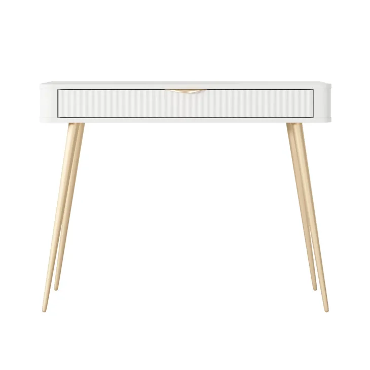 Consolle ingresso 100x78h cm 1 cassetto bianco opaco cannettato Ramis