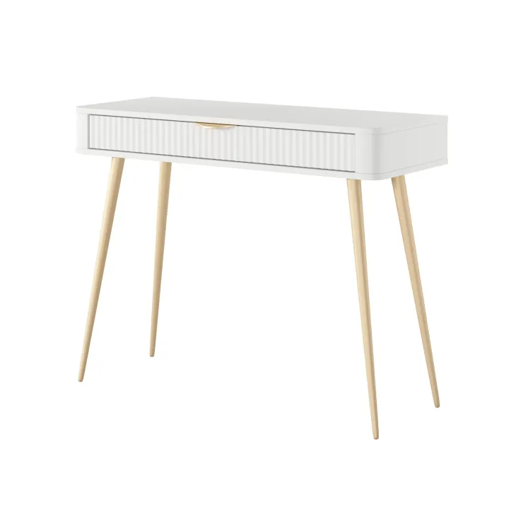 Consolle ingresso 100x78h cm 1 cassetto bianco opaco cannettato Ramis
