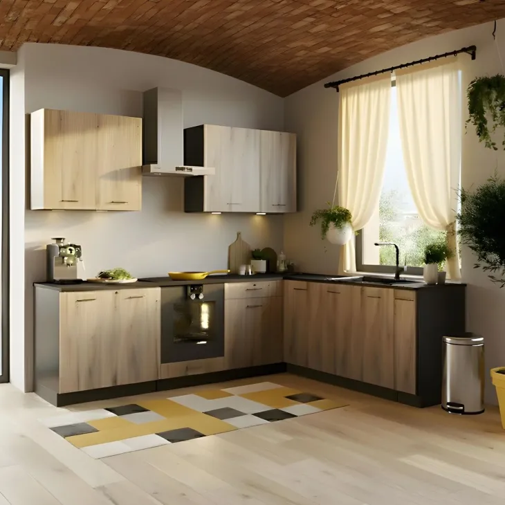 Cucina angolare 260x200cm completa componibile moderna rovere grafite Crono