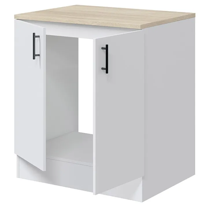Cucina completa lineare 240 cm componibile bianco lucido rovere Kimera 1