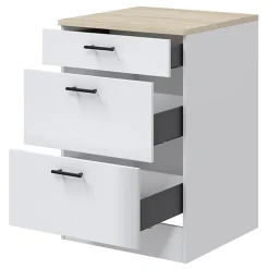Cucina lineare 220 cm componibile bianco lucido rovere Kimera 3