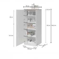 Dispensa cucina 60x165h cm 4 ripiani bianco grigio pietra Gourmet