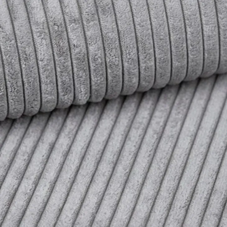 Divano letto angolare reversibile 260x160cm velluto a coste grigio chiaro Scintilla