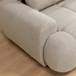 Divano letto con angolo a destra 4 posti 270x173cm con contenitore tessuto bouclé beige Litos
