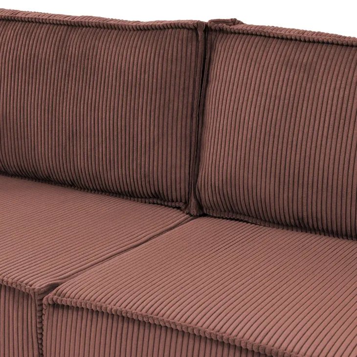 Divano letto matrimoniale 3 posti 245x90cm velluto a coste rosa Ploffy