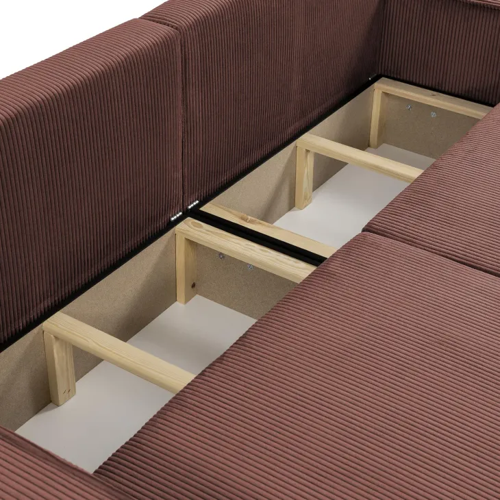 Divano letto matrimoniale 3 posti 245x90cm velluto a coste rosa Ploffy