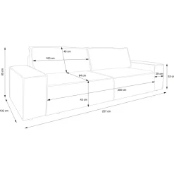 Divano letto 3 posti 257x106cm velluto a coste blu Snuggle